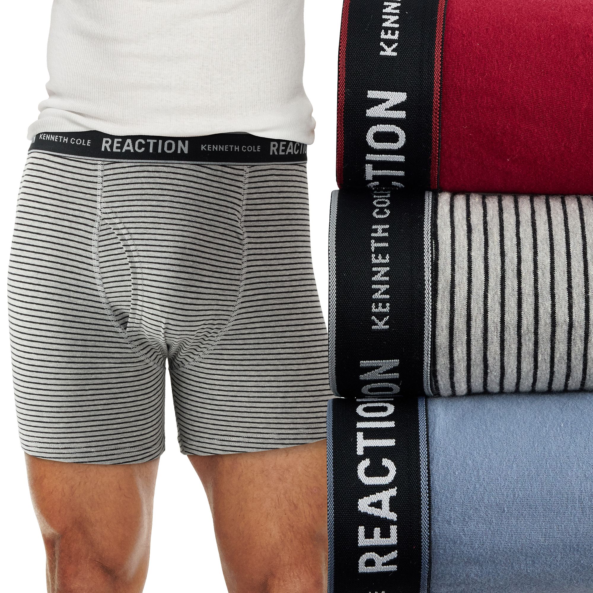 Mens Kenneth Cole Reaction 3-Pack Boxer Briefs, Size: Small, Flint Red Gre