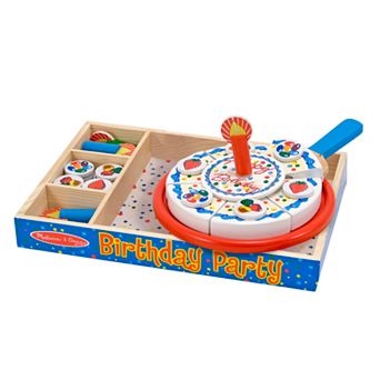 Melissa & Doug Birthday Party Cake - Wooden Play Food With Mix-n-Match Toppings and 7 Candles
