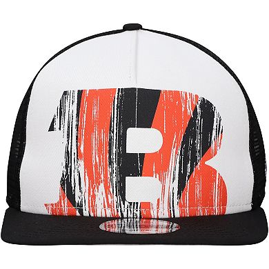 Men's New Era White/Black Cincinnati Bengals Distressed 9FIFTY A-Frame Snapback Hat