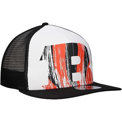 Men's New Era White/Black Cincinnati Bengals Distressed 9FIFTY A-Frame Snapback Hat