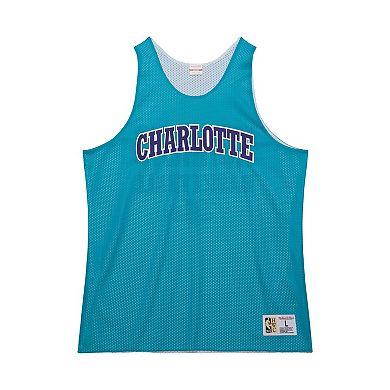 Men's Mitchell & Ness Teal/White Charlotte Hornets Hardwood Classics Reversible Mesh Practice Jersey