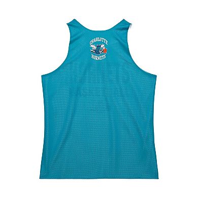 Men's Mitchell & Ness Teal/White Charlotte Hornets Hardwood Classics Reversible Mesh Practice Jersey
