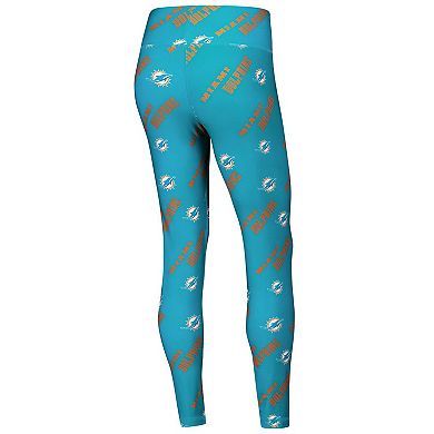 Women's Concepts Sport Aqua Miami Dolphins Breakthrough Allover Print Knit Leggings