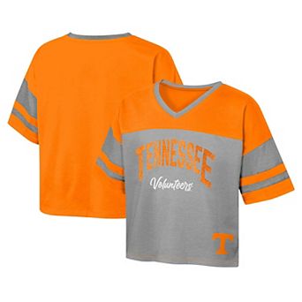 Girls Youth Tennessee Orange Tennessee Volunteers The Playmaker Sleeve Stripe V-Neck Jersey T-Shirt