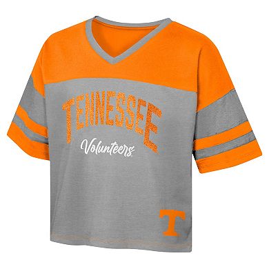 Girls Youth Tennessee Orange Tennessee Volunteers The Playmaker Sleeve Stripe V-Neck Jersey T-Shirt