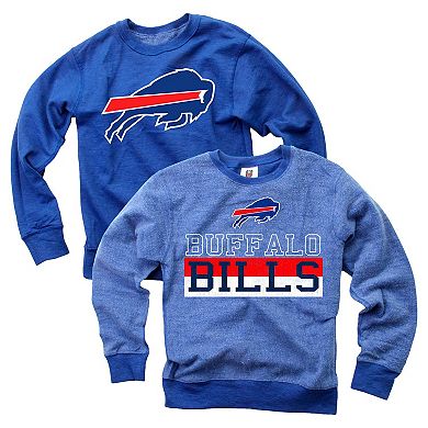 Youth Wes &amp; Willy Royal Buffalo Bills Reversible Fleece Pullover Sweatshirt