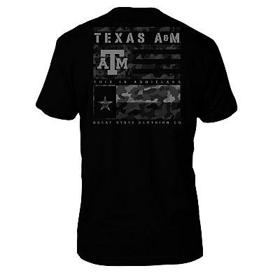 Men's Black Texas A&M Aggies Camo Flag Panel T-Shirt