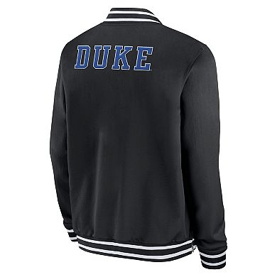 Men's Nike Black Duke Blue Devils 2024 Sideline Full-Zip Bomber Jacket