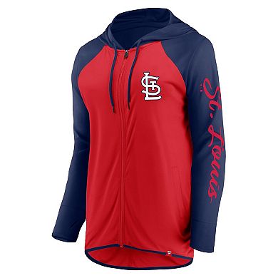 Women's Fanatics Red/Navy St. Louis Cardinals Script Sleeve Full-Zip Hoodie