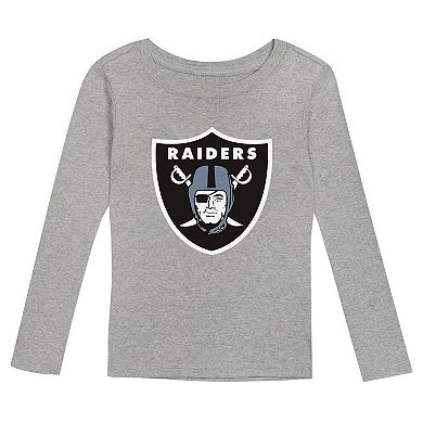 Toddler Heather Gray Las Vegas Raiders Long Sleeve T-Shirt and Pants Sleep Set