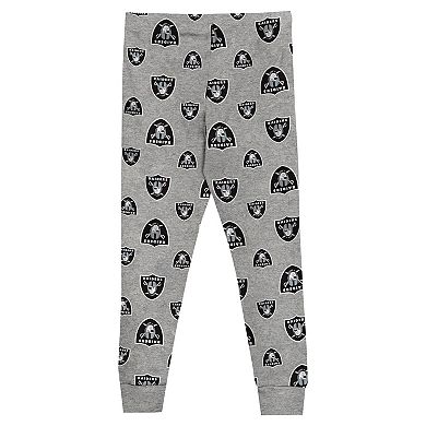 Toddler Heather Gray Las Vegas Raiders Long Sleeve T-Shirt and Pants Sleep Set