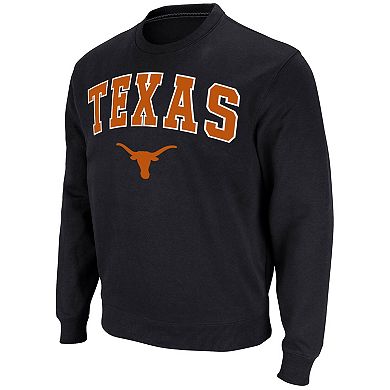 Men's Colosseum Black Texas Longhorns Arch & Logo Pullover Sweatshirt