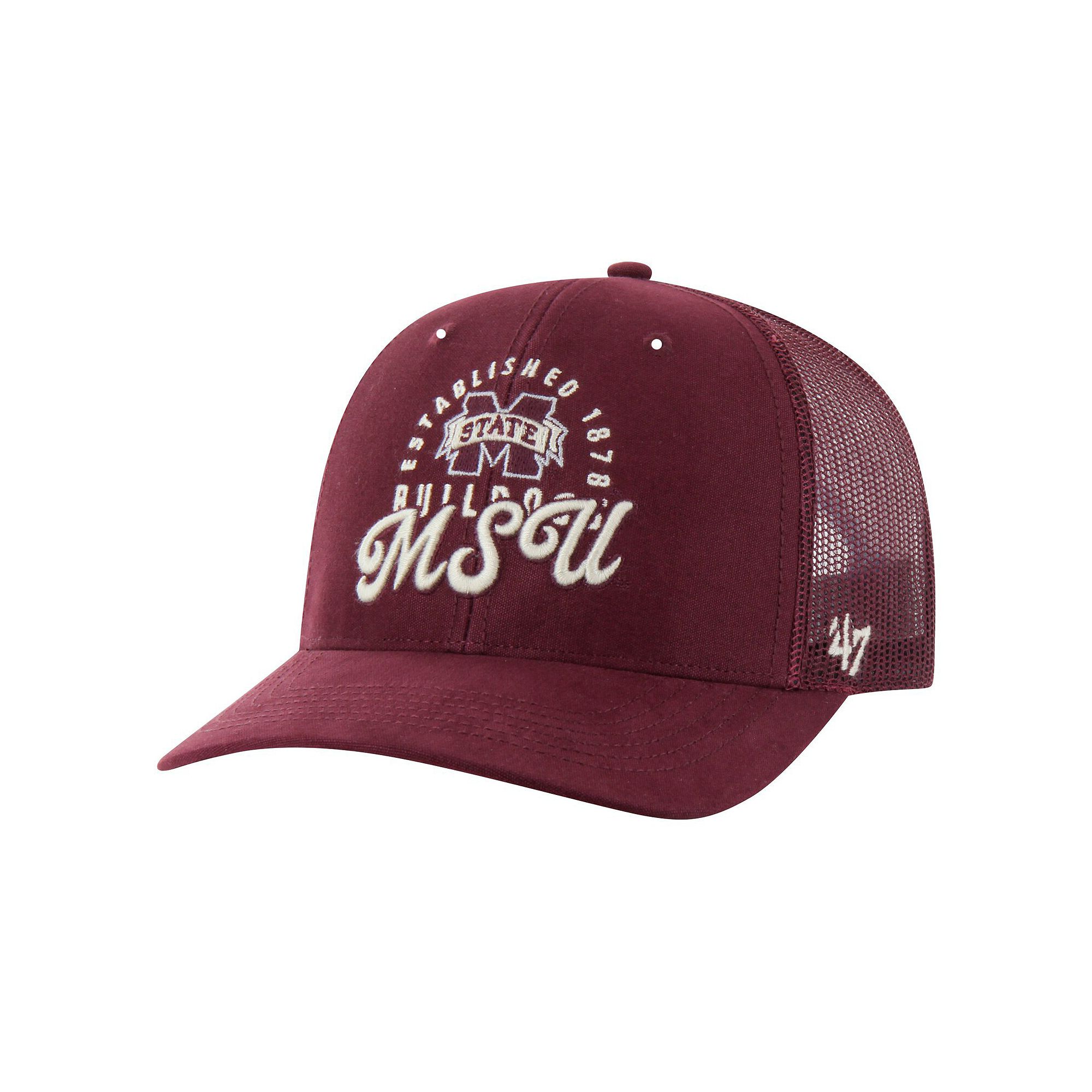 Mens 47 Maroon Mississippi State Bulldogs Pitstop Trucker Adjustable Hat,