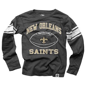 Youth Wes & Willy Black New Orleans Saints Football Long Sleeve T-Shirt