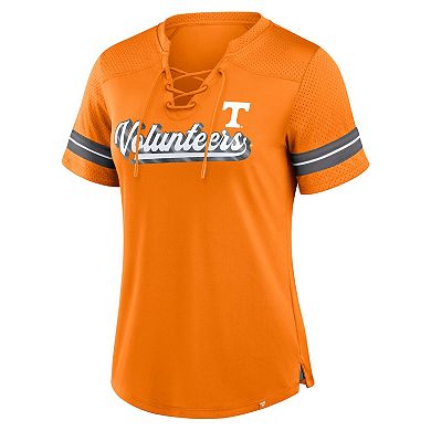 Women's Fanatics Tennessee Orange Tennessee Volunteers Fundamental Overtime Readiness Athena Lace-Up V-Neck T-Shirt
