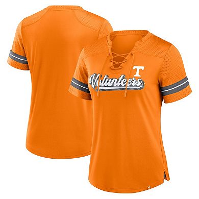 Women's Fanatics Tennessee Orange Tennessee Volunteers Fundamental Overtime Readiness Athena Lace-Up V-Neck T-Shirt