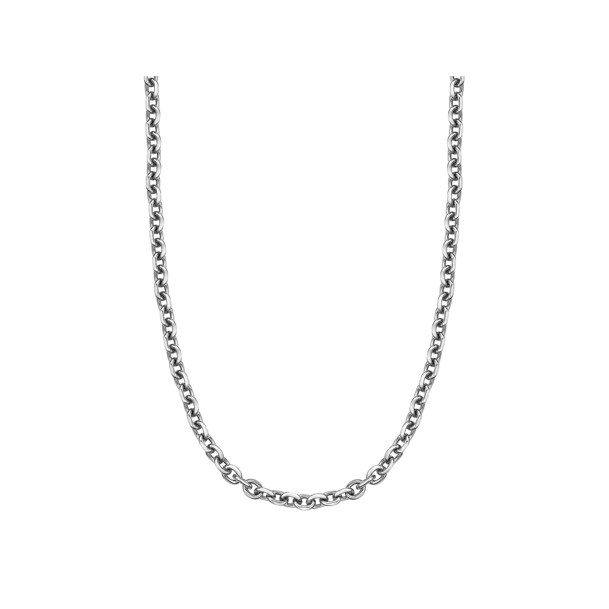 Mens LYNX Stainless Steel 7 mm Rolo Chain Necklace, Size: 22, Silver