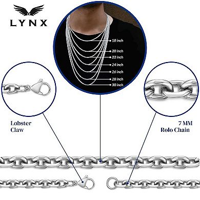 Men's LYNX Stainless Steel 7 mm Rolo Chain Necklace