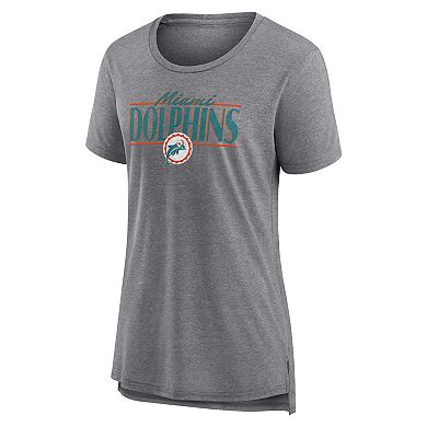 Women's Fanatics Heather Gray Miami Dolphins Up the Middle Tri-Blend T-Shirt