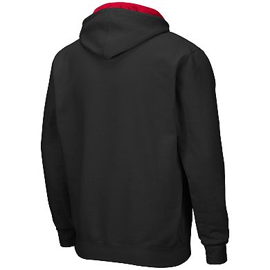 Men's Colosseum Black Wisconsin Badgers Arch & Logo 3.0 Full-Zip Hoodie