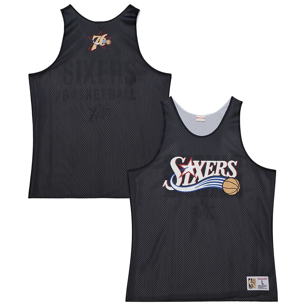 Men's Mitchell Ness Black/White Philadelphia 76ers Hardwood