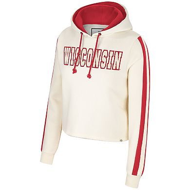 Women's Colosseum Cream Wisconsin Badgers Perfect Date Cropped Pullover Hoodie