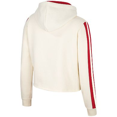 Women's Colosseum Cream Wisconsin Badgers Perfect Date Cropped Pullover Hoodie