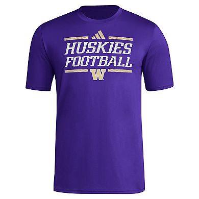 Men's adidas Purple Washington Huskies Locker Football Pre-Game AEROREADY T-Shirt