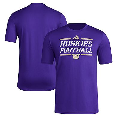 Men's adidas Purple Washington Huskies Locker Football Pre-Game AEROREADY T-Shirt