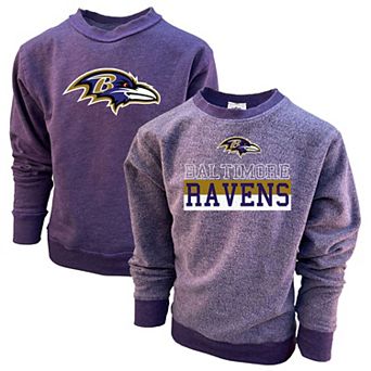 Youth Wes & Willy Purple Baltimore Ravens Reversible Fleece Pullover Sweatshirt