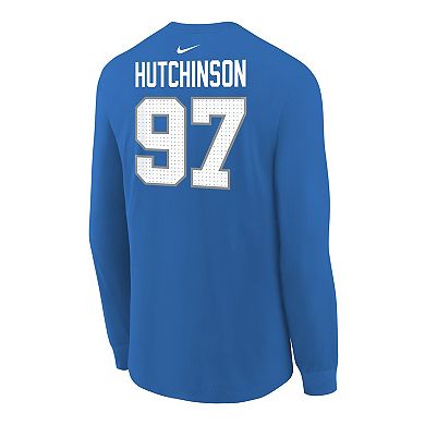 Youth Nike Aidan Hutchinson Blue Detroit Lions Player Name & Number Long Sleeve T-Shirt