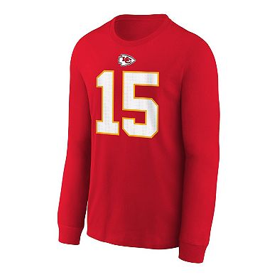 Youth Nike Patrick Mahomes Red Kansas City Chiefs Player Name & Number Long Sleeve T-Shirt