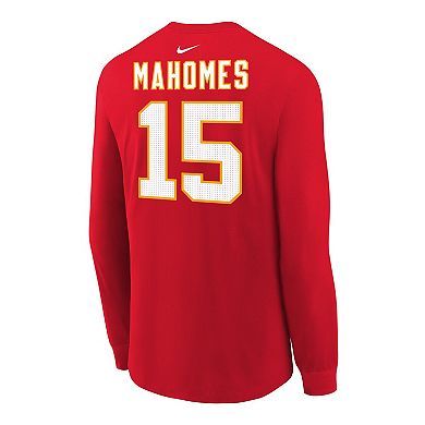 Youth Nike Patrick Mahomes Red Kansas City Chiefs Player Name & Number Long Sleeve T-Shirt