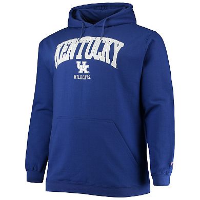 Men's Champion Royal Kentucky Wildcats Big & Tall Arch Over Logo Powerblend Pullover Hoodie