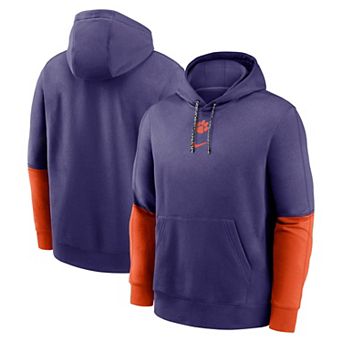 Men's Nike Purple/Orange Clemson Tigers Sideline Club Pullover Hoodie