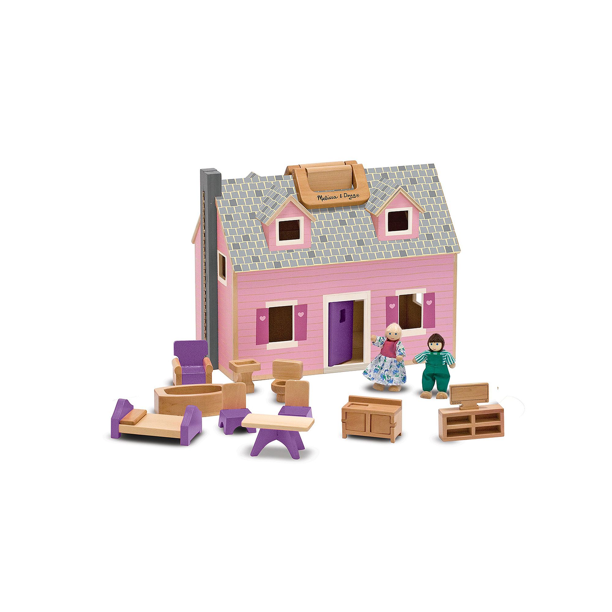 Melissa & Doug Fold & Go Mini Dollhouse, Multicolor