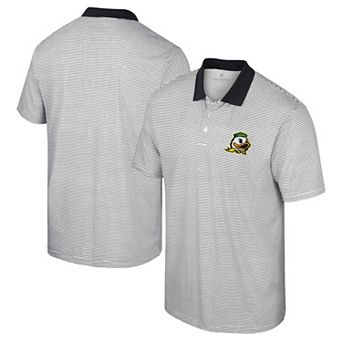 Men's Colosseum White/Black Oregon Ducks Print Stripe Polo