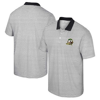 Men's Colosseum White/Black Oregon Ducks Print Stripe Polo