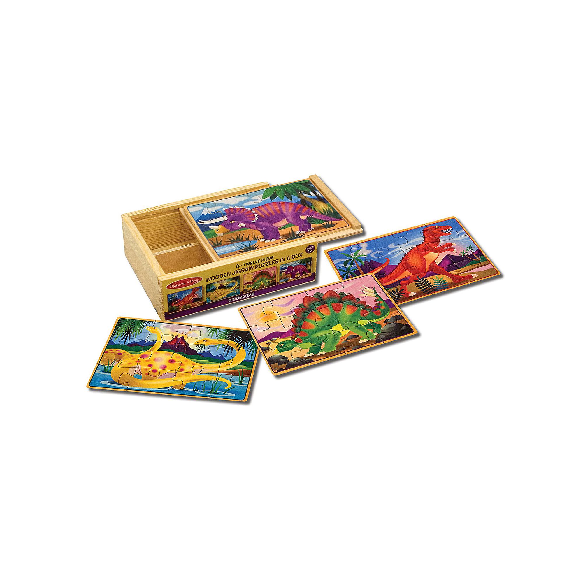 Melissa & Doug Dinosaur Jigsaw Puzzles Box Set, Multicolor