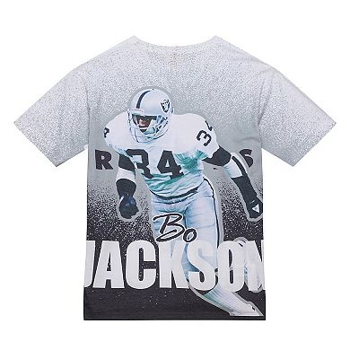 Men's Mitchell & Ness Bo Jackson Gray Los Angeles Raiders Burst Retired Player T-Shirt