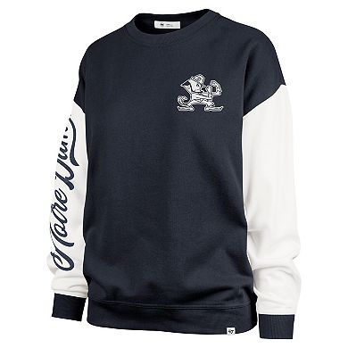 Women's '47 Navy Notre Dame Fighting Irish Double Header Rise Andie Pullover Sweatshirt