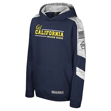 Youth Colosseum Navy Cal Bears OHT Military Appreciation Cyclone Digital Camo Pullover Hoodie