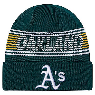 Men's New Era Green Oakland Athletics Authentic Collection Cuffed Knit Hat