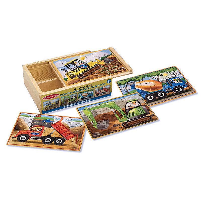 Melissa & Doug Construction Jigsaw Puzzles Box Set, Multicolor