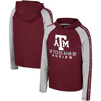 Youth Colosseum Maroon Texas A&M Aggies Ned Raglan Long Sleeve Hooded T-Shirt