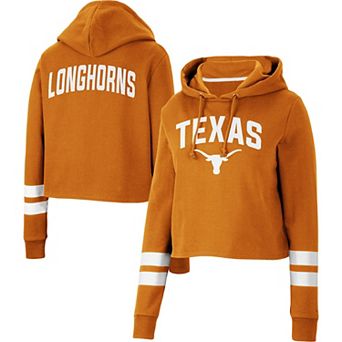 Women's Colosseum Texas Orange Texas Longhorns Throwback Stripe Cropped Pullover Hoodie