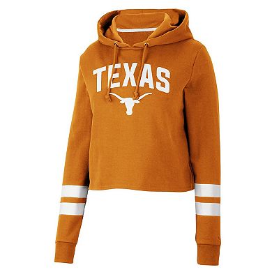 Women's Colosseum Texas Orange Texas Longhorns Throwback Stripe Cropped Pullover Hoodie