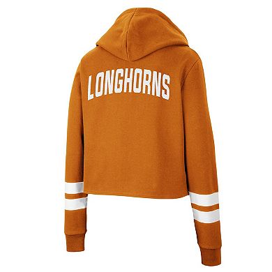 Women's Colosseum Texas Orange Texas Longhorns Throwback Stripe Cropped Pullover Hoodie