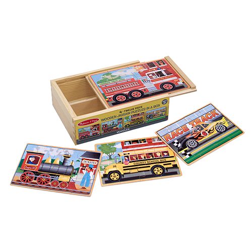 Melissa & Doug Vehicles Jigsaw Puzzles in a Box Set