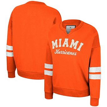 Women's Colosseum Orange Miami Hurricanes Perfect Date��Notch Neck Pullover Sweatshirt
